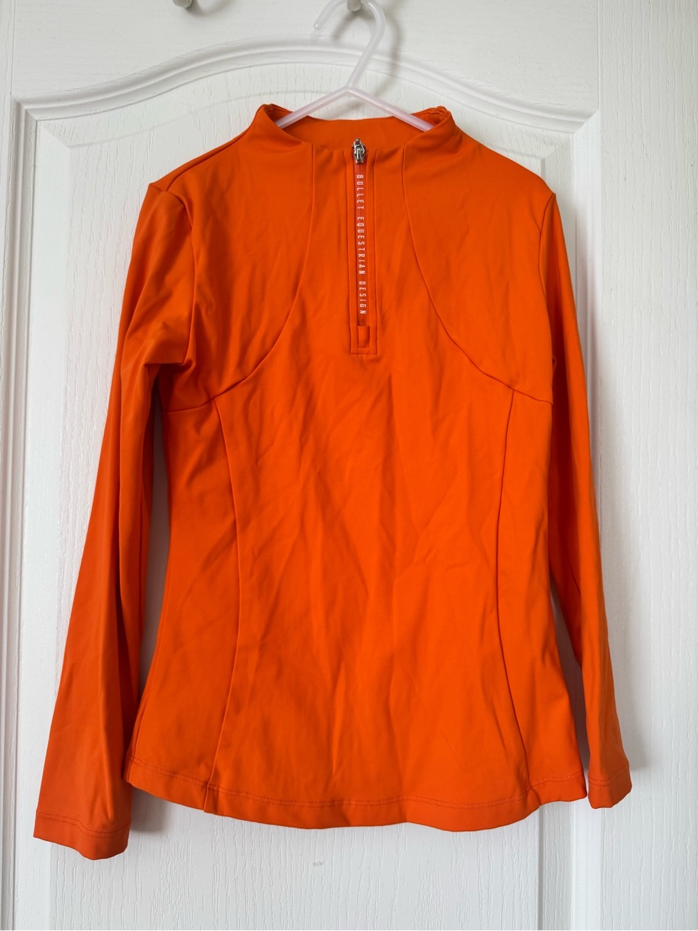 Bullet Equestrian Design Orange Half Zip Performance Riding Top Size 140 US 9/10